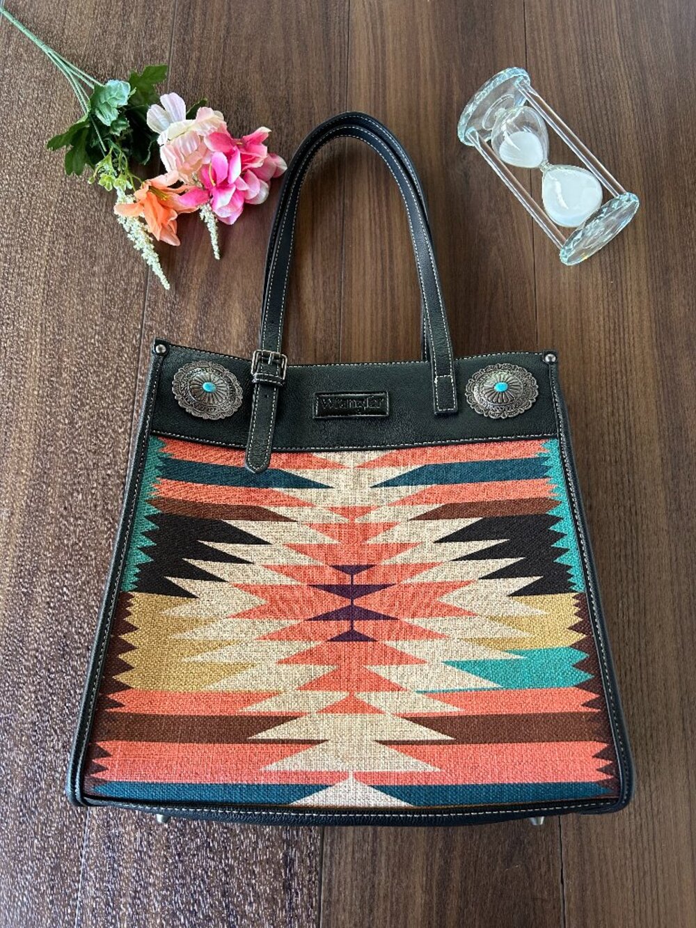 Wrangler Southwestern Aztec Concealed Carry Tote Bag Black Western Purse
